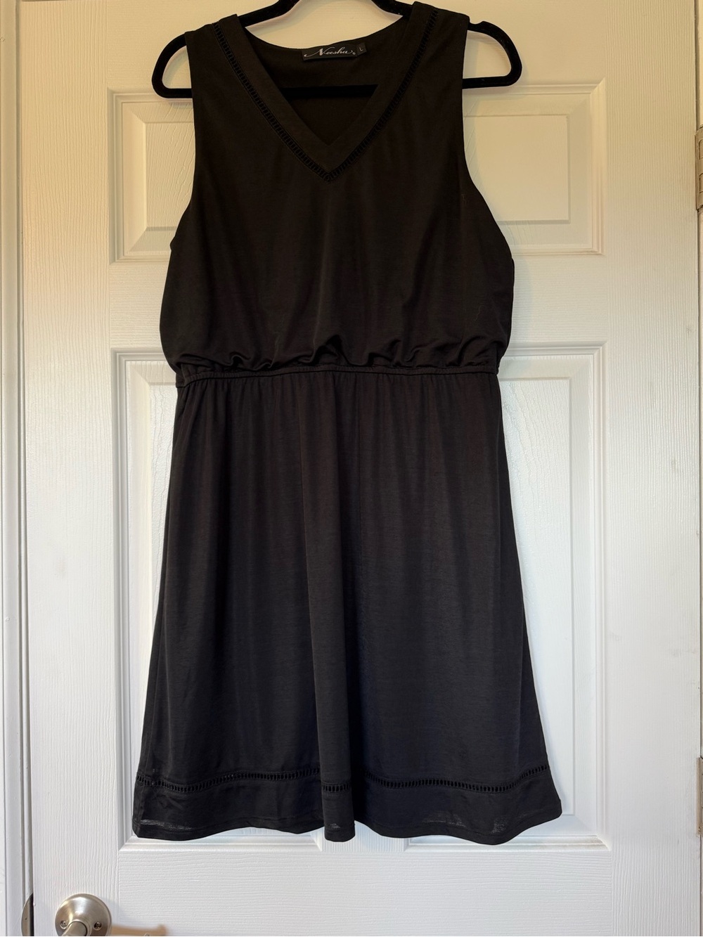 Black V-Neck Sleeveless Jersey Top